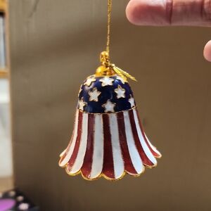 Patriotic Bell Christmas  Ornament with Stars and Stripes